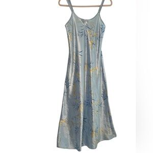 Jones New York Blue Slip Dress Silky Floral Nightgown